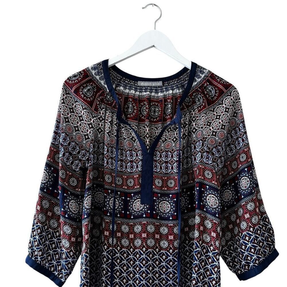 Anthropologie Daniel Rainn Medallion Boho Tunic Blouse Tassel SZ S # 2416 - Picture 3 of 14